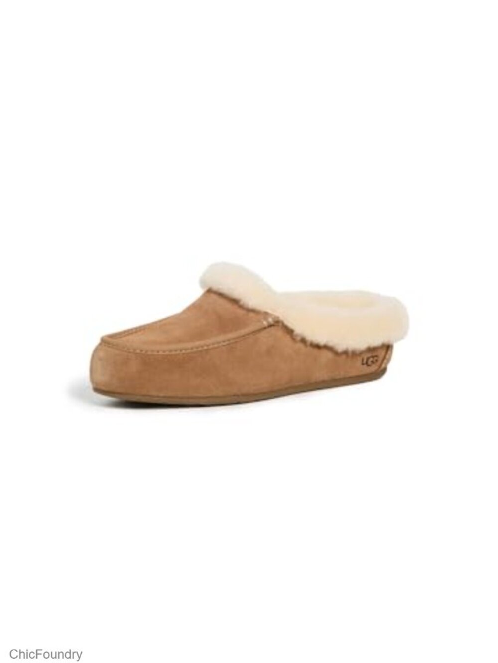 Suede Mule Slipper with Sheepskin Collar Wool Lining